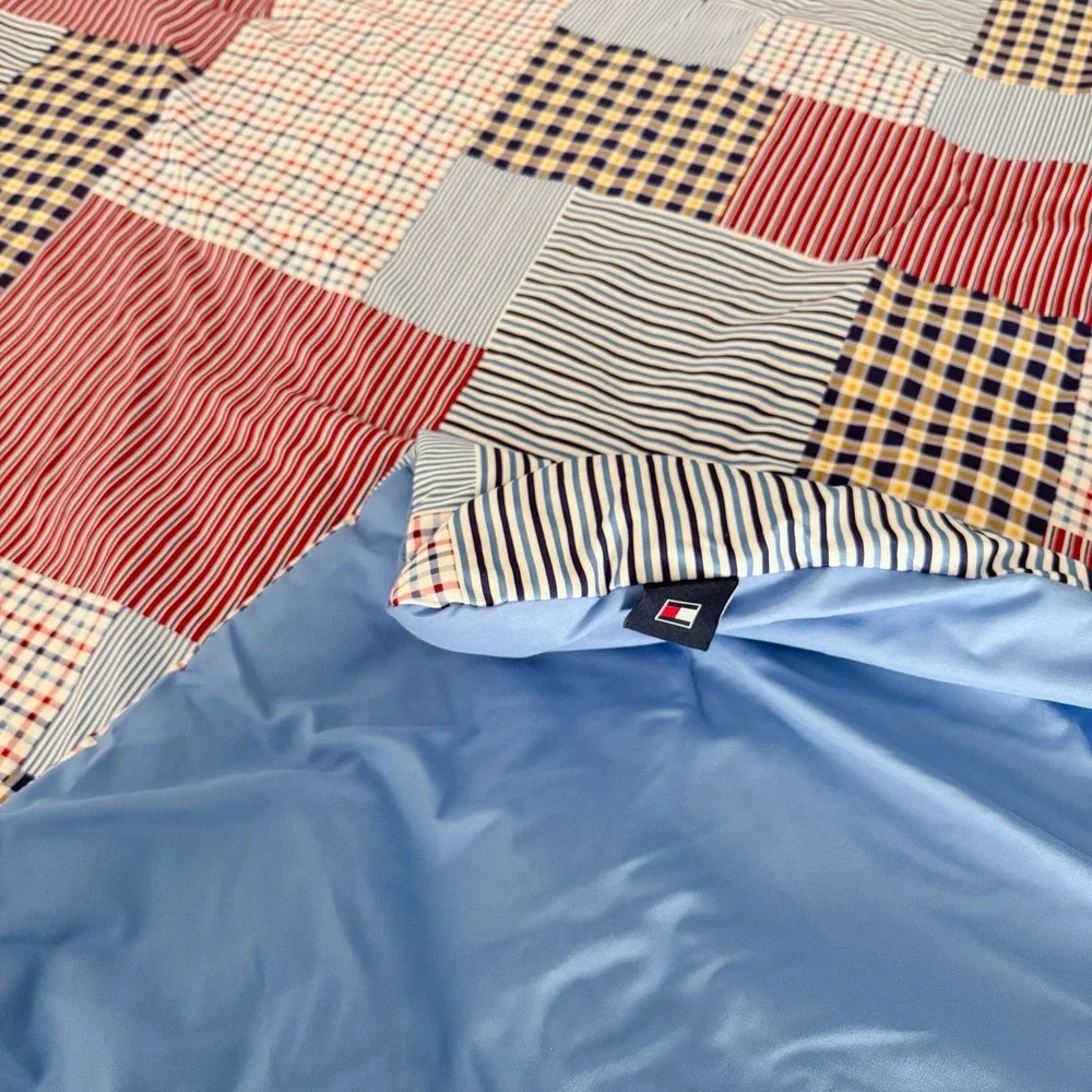 Vtg Tommy Hilfiger Madras‎ Patchwork Comforter Full Size Double Primary Colors